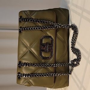 EUC Nicole Miller Quilted Mini crossbody, Dark Olive Green